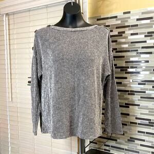 Gift black and white stripe long sleeve sweater. High neck line size medium.